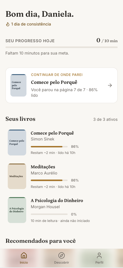 Tela inicial do Livru