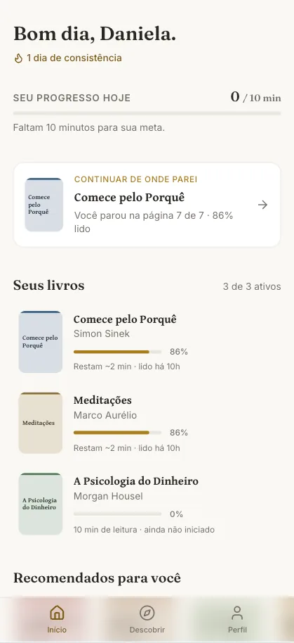 Tela inicial do Livru
